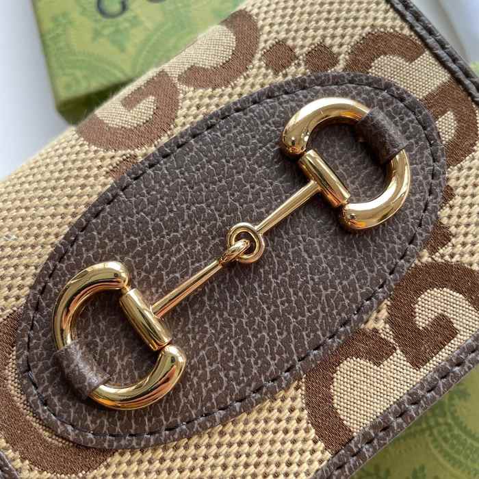 Wallet Gucci Horsebit Canvas Bi fold Short Wallet Brown Size 11x8.5x3cm