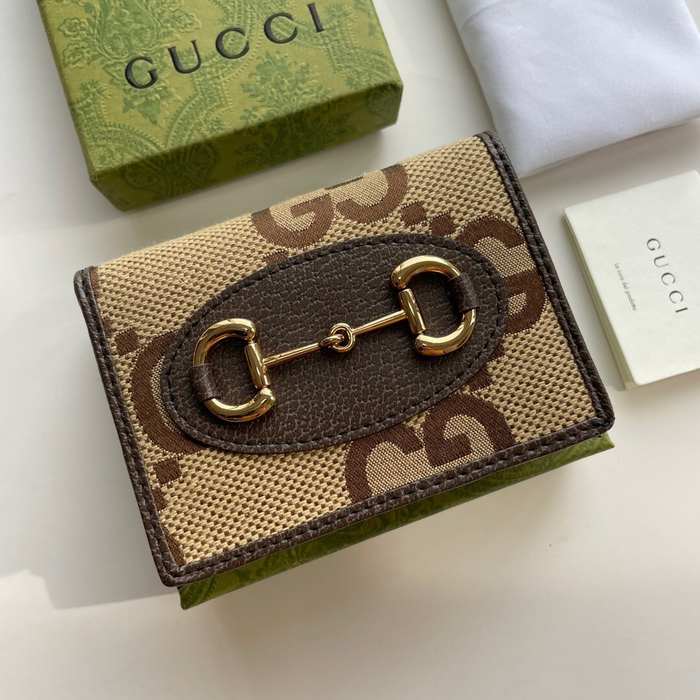 Wallet Gucci Horsebit Canvas Bi fold Short Wallet Brown Size 11x8.5x3cm
