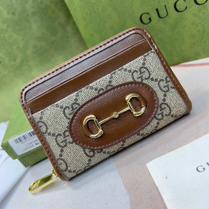 Wallet Gucci Horsebit Canvas Bi fold Brown Size 11.5x8.5x3