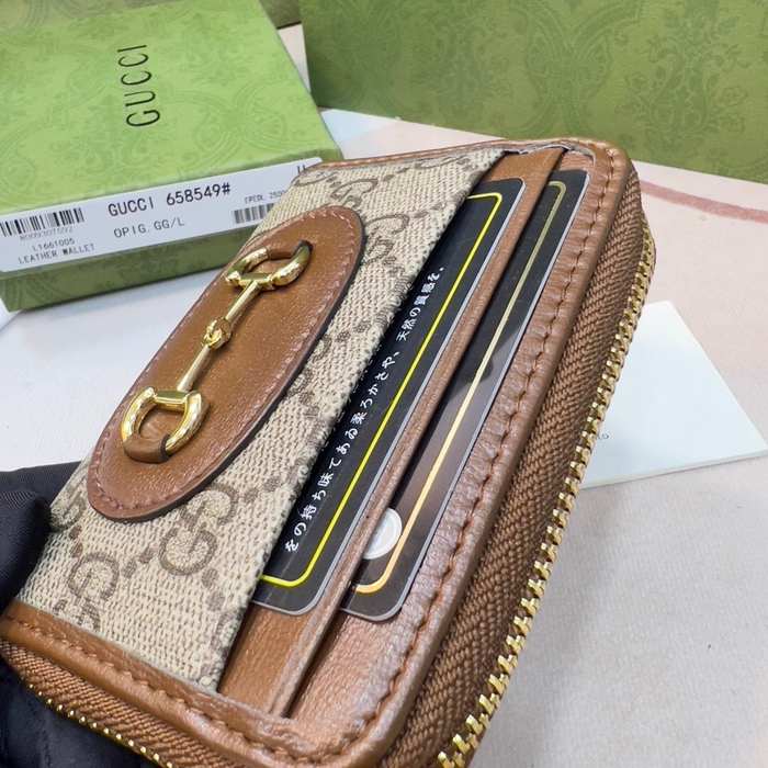 Wallet Gucci Horsebit Canvas Bi fold Brown Size 11.5x8.5x3