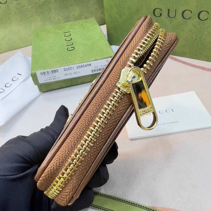 Wallet Gucci Horsebit Canvas Bi fold Brown Size 11.5x8.5x3