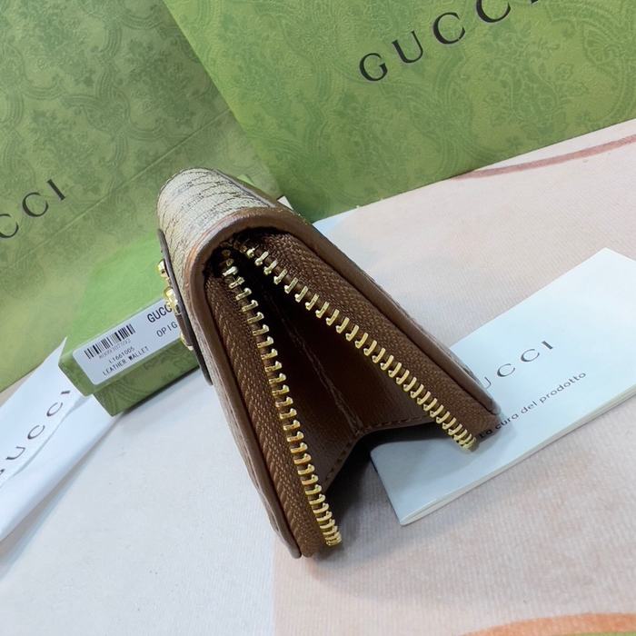 Wallet Gucci Horsebit Canvas Bi fold Brown Size 11.5x8.5x3