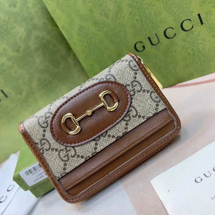 Wallet Gucci Horsebit Canvas Bi fold Brown Size 11.5x8.5x3