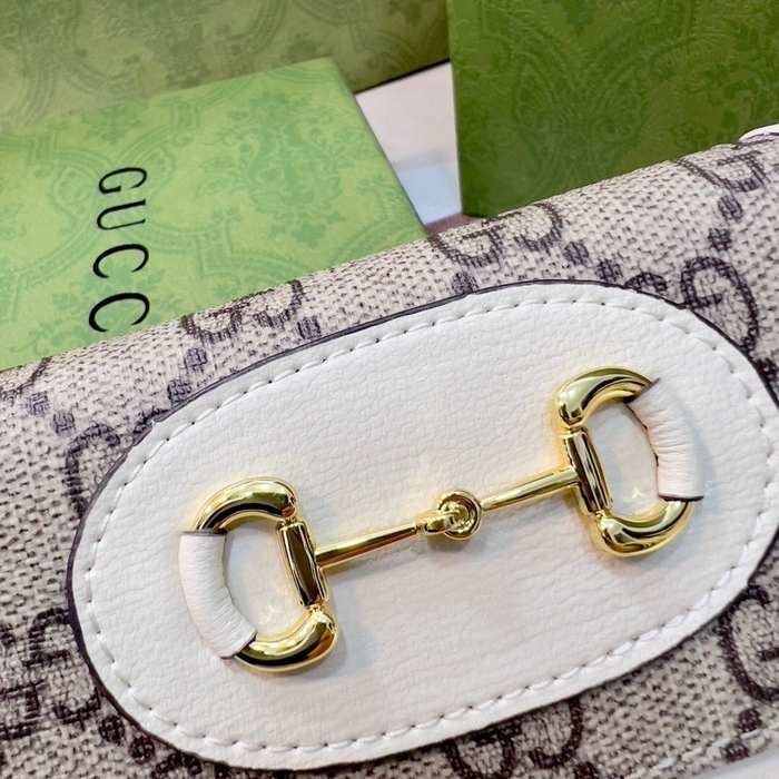 Wallet Gucci Horsebit Canvas Zip Around Beige Size 11.5x8.5x3