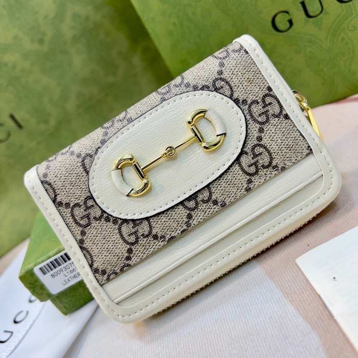 Wallet Gucci Horsebit Canvas Zip Around Beige Size 11.5x8.5x3