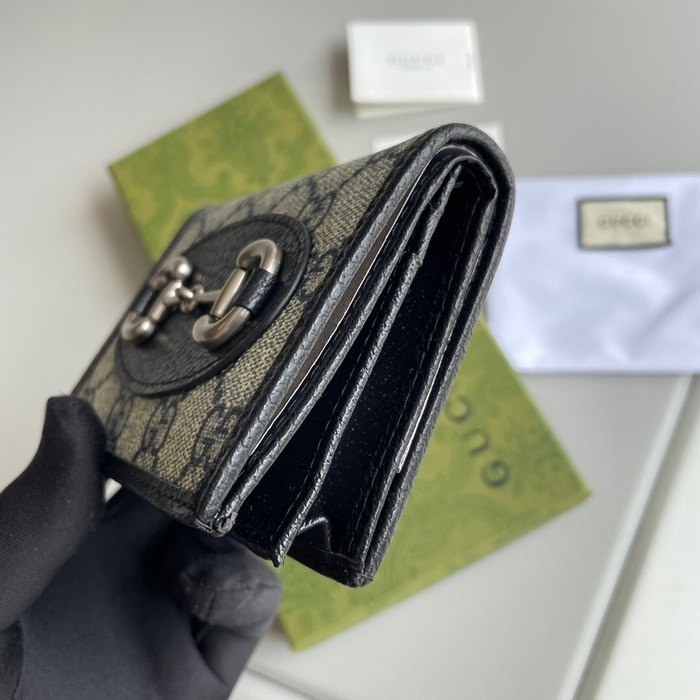 Wallet Gucci Horsebit GG canvas short wallet Black Size 11x8.5x3cm