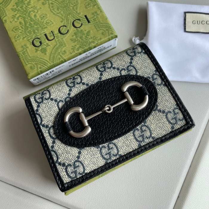 Wallet Gucci Horsebit GG canvas short wallet Black Size 11x8.5x3cm