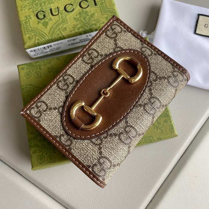 Wallet Gucci Horsebit GG short wallet Brown Size 11x8.5x3cm