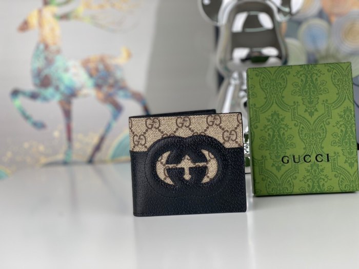 Wallet Gucci bi fold Black Size 11x9cm
