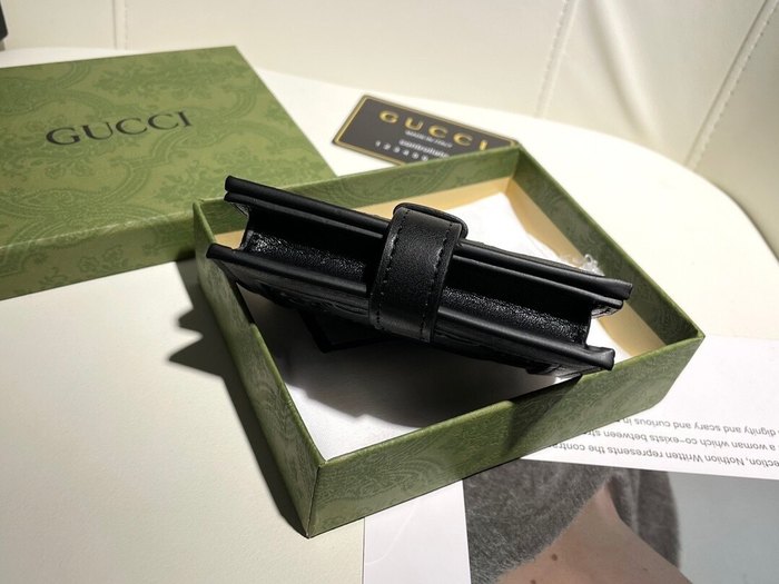 Wallet Gucci compact embossed leather wallet Black Size 11.5x10x3cm