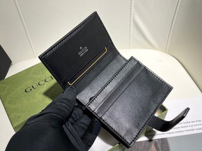 Wallet Gucci compact embossed leather wallet Black Size 11.5x10x3cm