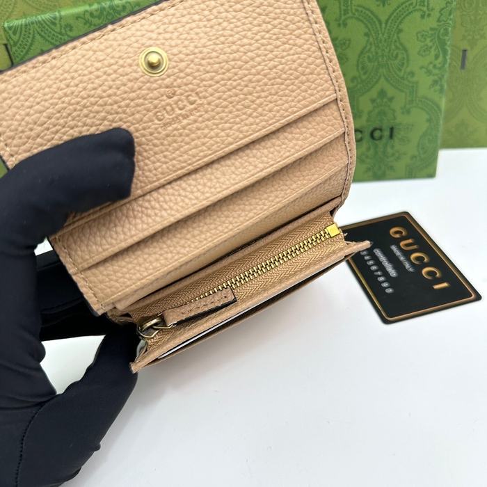 Wallet Gucci leopard buckle compact Beige Size 11x9x3cm