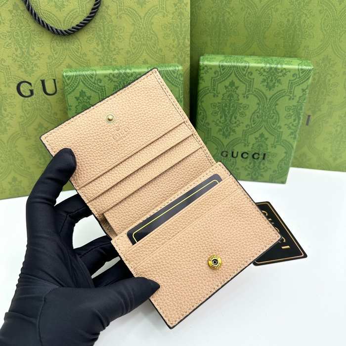 Wallet Gucci leopard buckle compact Beige Size 11x9x3cm