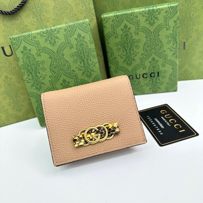 Wallet Gucci leopard buckle compact Beige Size 11x9x3cm