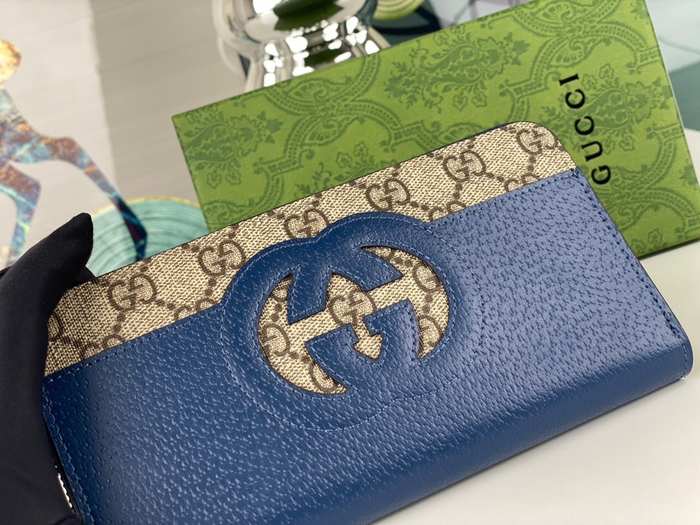 Wallet Gucci zip around wallet Blue Size 10x3cm