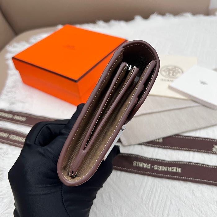 Wallet Hermès Constance Compact Beige Size 14x12cm