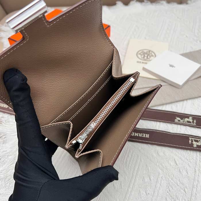 Wallet Hermès Constance Compact Beige Size 14x12cm