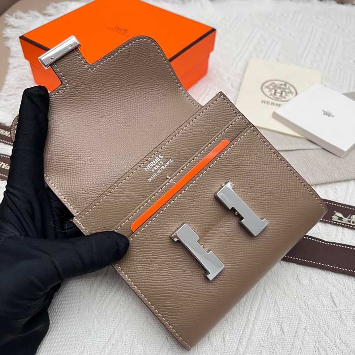 Wallet Hermès Constance Compact Beige Size 14x12cm