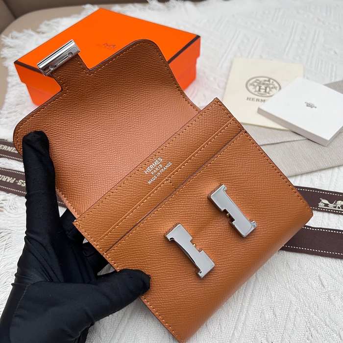 Wallet Hermès compact wallet Brown Size 14x12cm