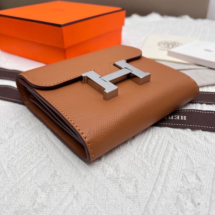 Wallet Hermès compact wallet Brown Size 14x12cm