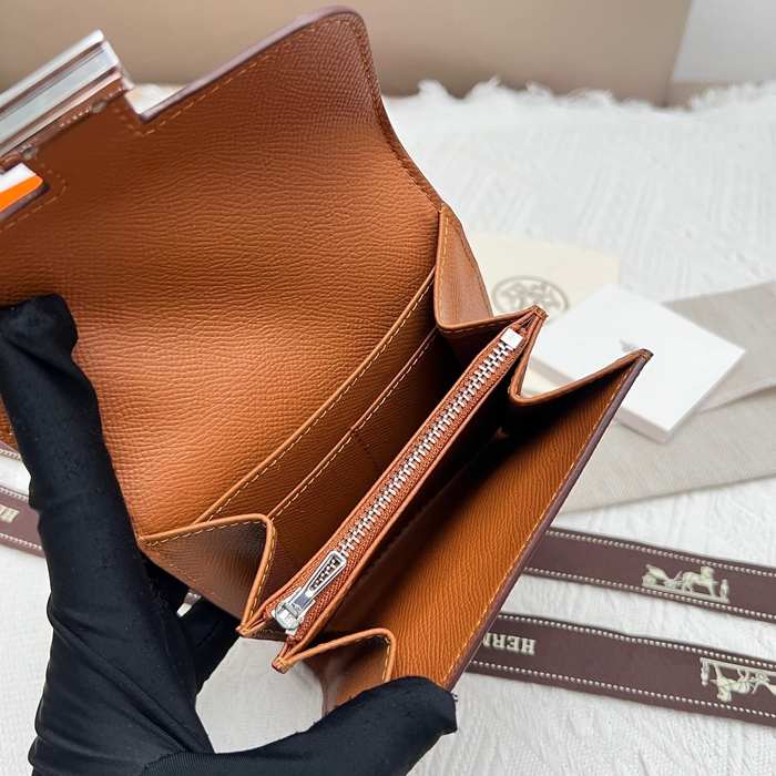 Wallet Hermès compact wallet Brown Size 14x12cm