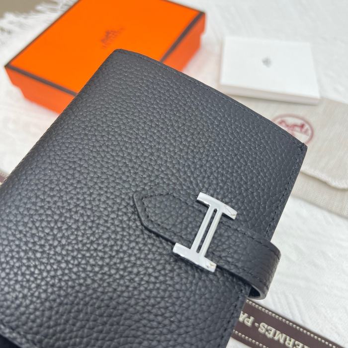 Wallet Hermes Compact leather wallet Black Size 12x10cm