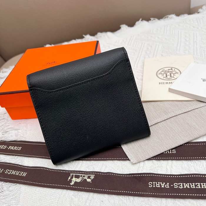 Wallet Hermes Constance compact Black Size 14x12cm
