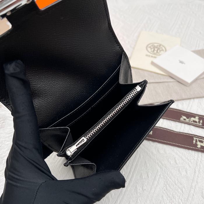 Wallet Hermes Constance compact Black Size 14x12cm