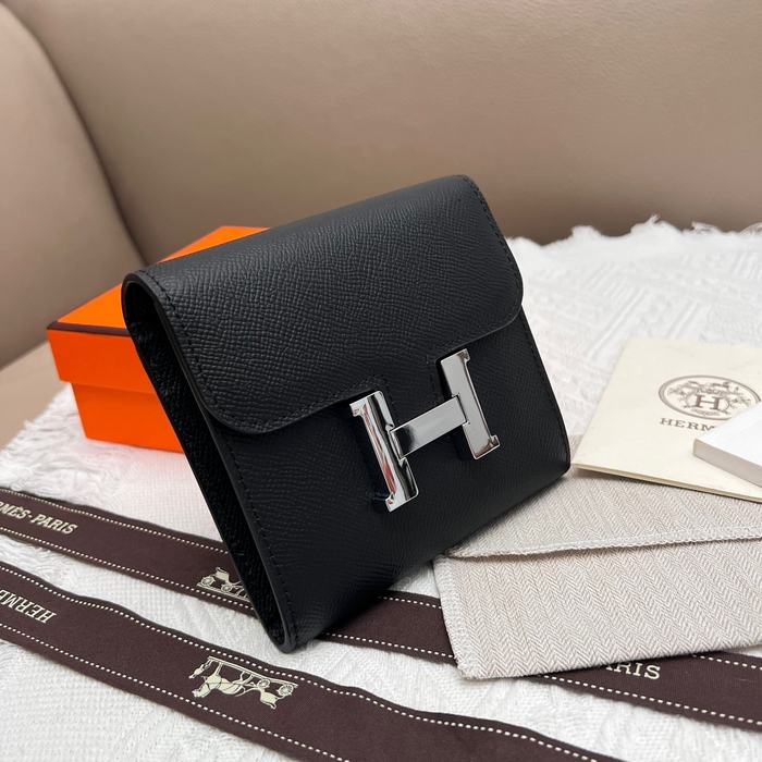 Wallet Hermes Constance compact Black Size 14x12cm