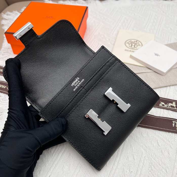 Wallet Hermes Constance compact Black Size 14x12cm
