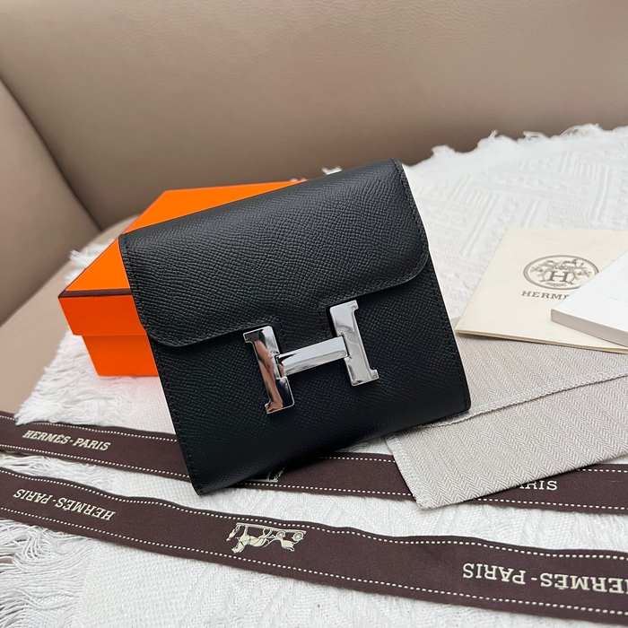 Wallet Hermes Constance compact Black Size 14x12cm