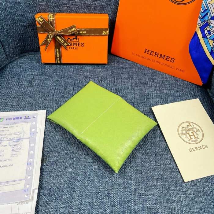 Wallet Hermes Green Size 10x6cm