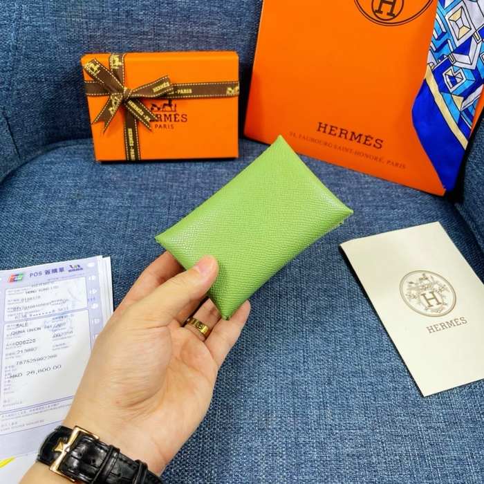 Wallet Hermes Green Size 10x6cm