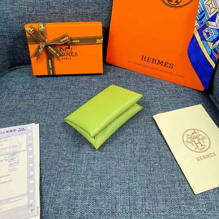Wallet Hermes Green Size 10x6cm