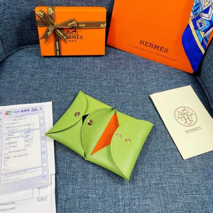 Wallet Hermes Green Size 10x6cm