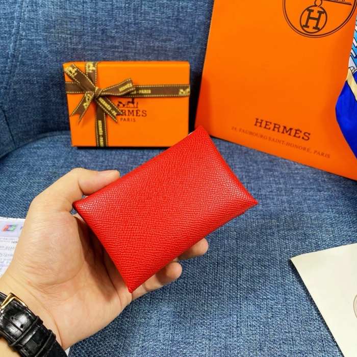 Wallet Hermes Red Size 10x6cm