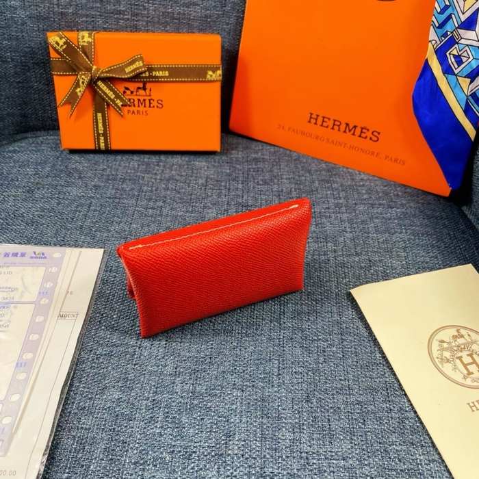 Wallet Hermes Red Size 10x6cm