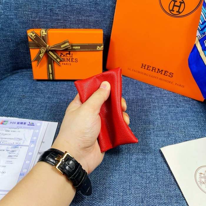 Wallet Hermes Red Size 10x6cm