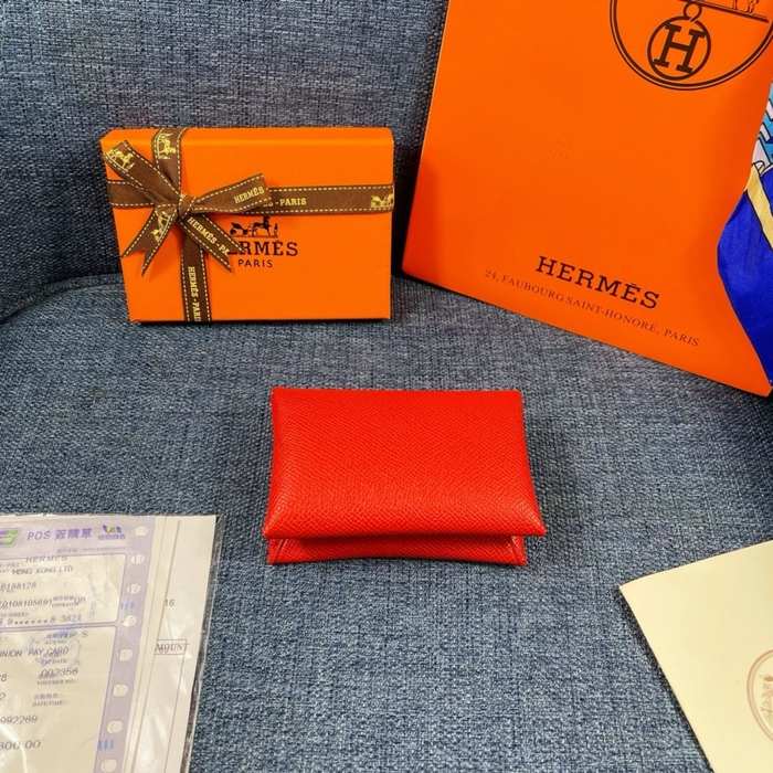 Wallet Hermes Red Size 10x6cm