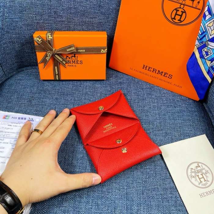 Wallet Hermes Red Size 10x6cm