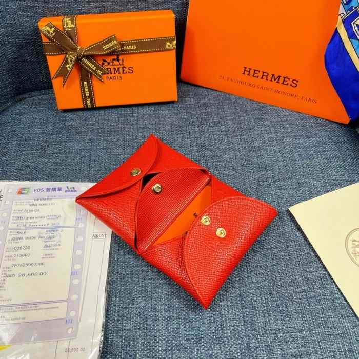 Wallet Hermes Red Size 10x6cm