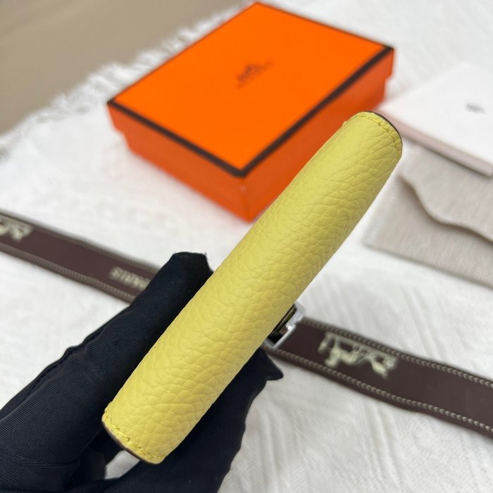 Wallet Hermes Togo leather compact wallet White Size 10x8cm