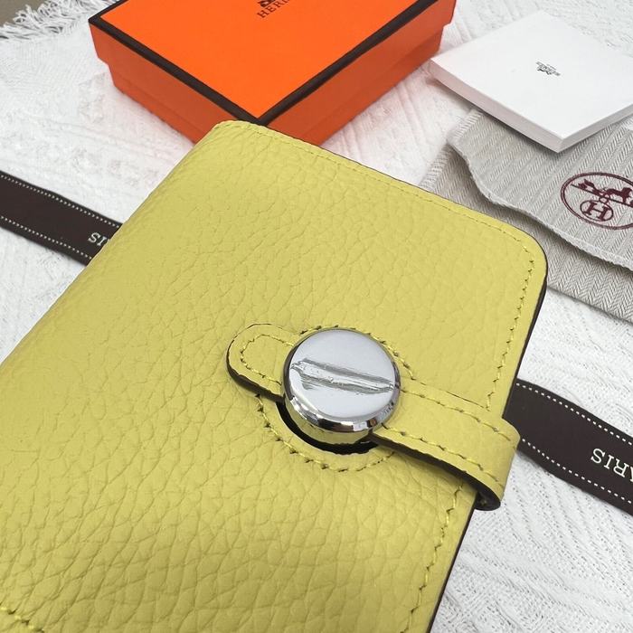 Wallet Hermes Togo leather compact wallet White Size 10x8cm