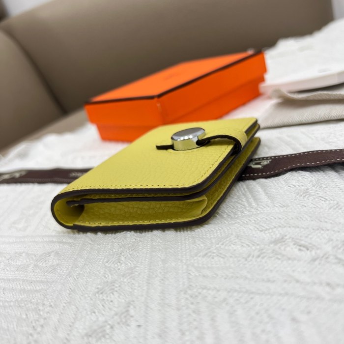 Wallet Hermes Togo leather compact wallet White Size 10x8cm