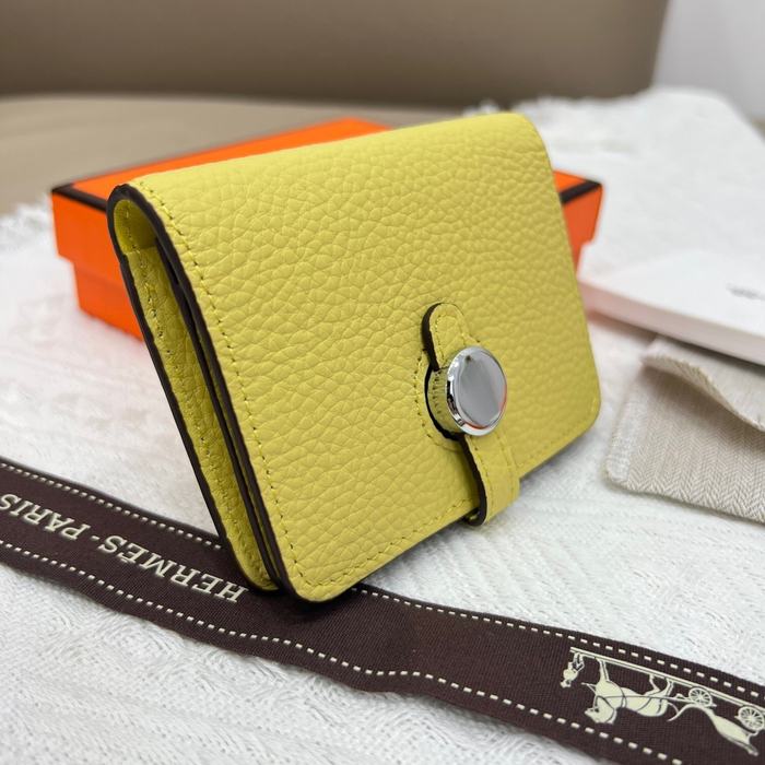 Wallet Hermes Togo leather compact wallet White Size 10x8cm