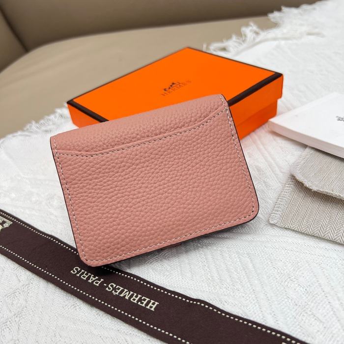 Wallet Hermes compact leather wallet Beige Size 10x8cm