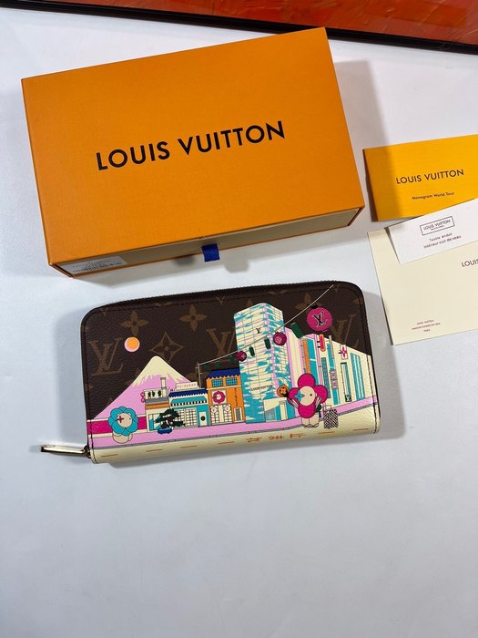 Wallet Louis Vuitton Zippy Wallet Monogram World Tour Brown Size 19.5x10.5x2.5cm
