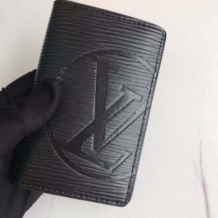 Wallet Louis Vuitton compact embossed LV Black Size 11x7.5cm