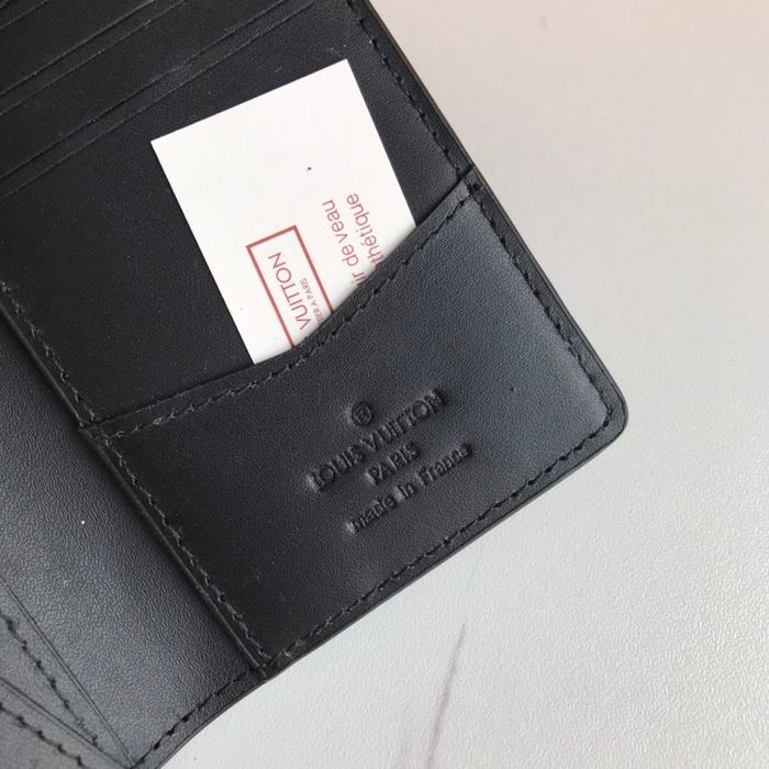 Wallet Louis Vuitton embossed logo compact wallet Black Size 11x7.5cm