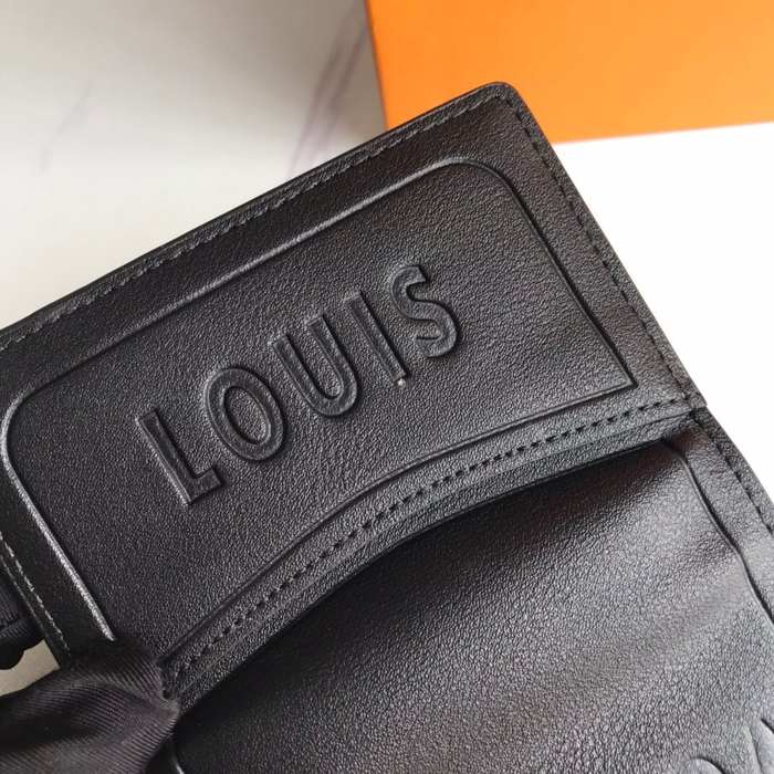 Wallet Louis Vuitton embossed logo compact wallet Black Size 11x7.5cm